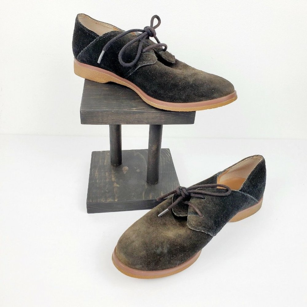 Franco Sarto Women's Pecos Oxford Black Suede Leather Lace Up Shoes Sz 6.5M
